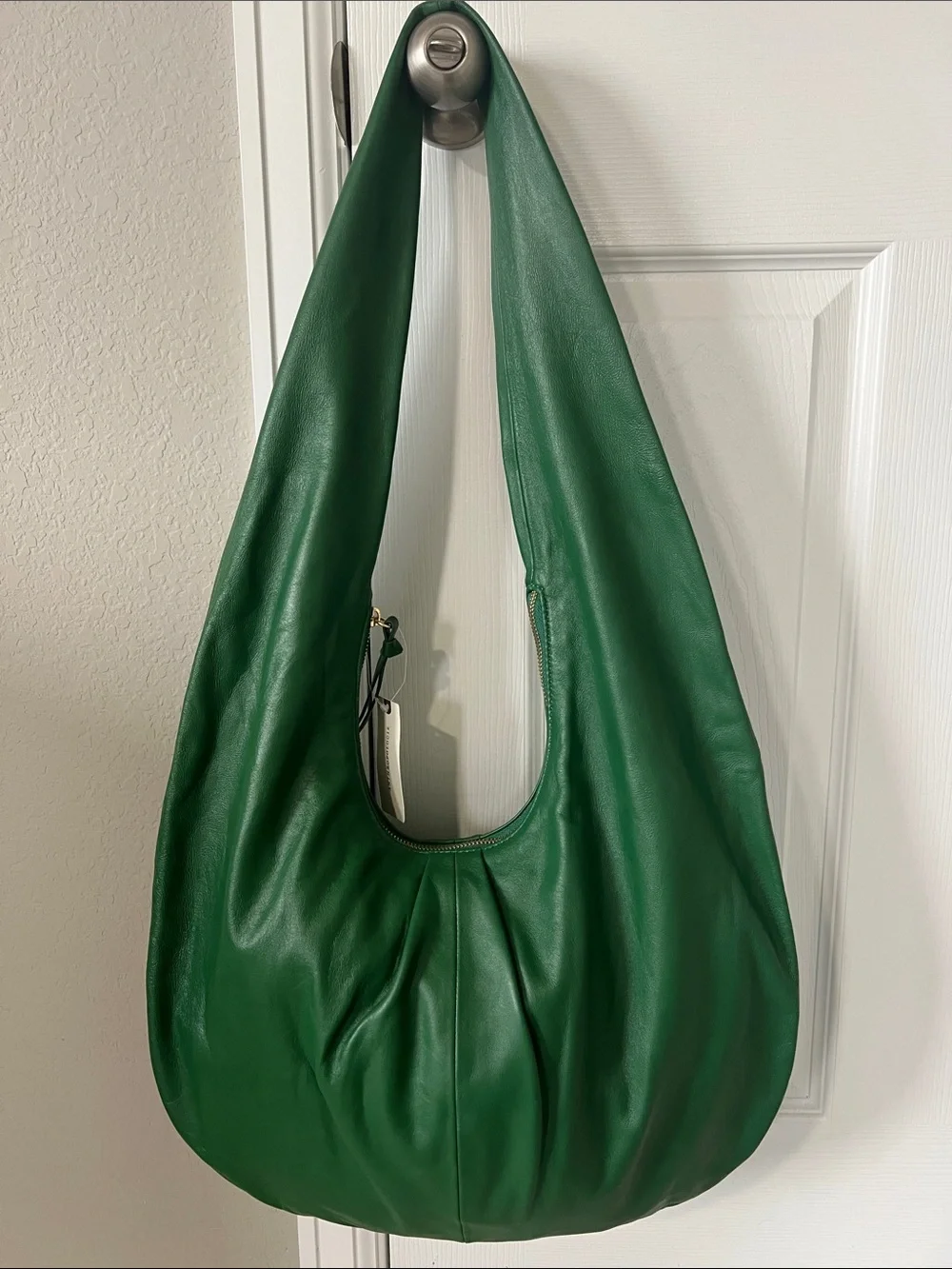 NWT Anthropologie Emerald Green Leather Oversized Hobo Shoulder Bag
